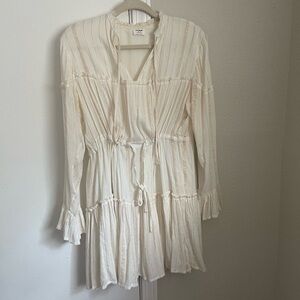 Cotton On Cream Long Sleeve Sundress with Bishop Sleeves